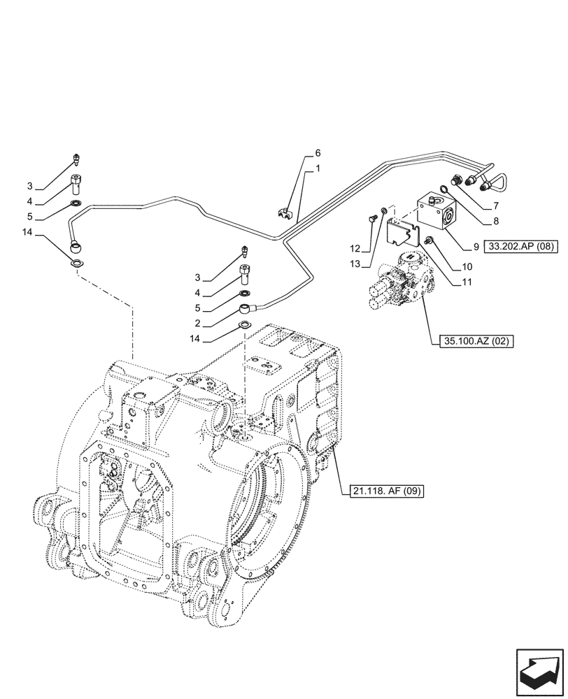 Схема запчастей Case IH PUMA 220 - (33.202.AP[04]) - VAR - 337481, 337484, 337488, 391155, 758038, 758041, 758043 - BRAKE LINE, ANTILOCK BRAKING SYSTEM (ABS) (33) - BRAKES & CONTROLS