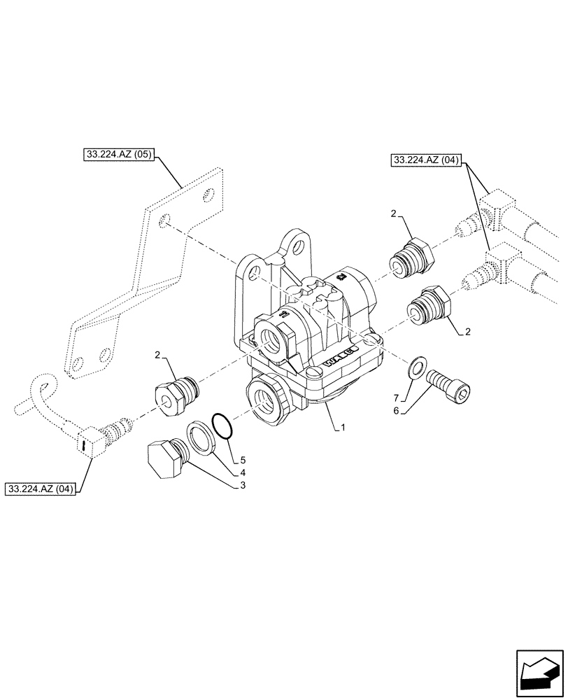 Схема запчастей Case IH PUMA 165 - (33.224.AZ[02]) - VAR - 758038, 758039, 758041, 758042, 758043, 758044 - PNEUMATIC TRAILER BRAKE, QUICK-RELEASE, VALVE (33) - BRAKES & CONTROLS