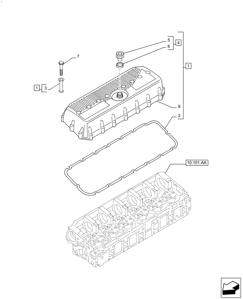 Схема запчастей Case IH F3HFE613F B007 - (10.101.AB) - VALVE COVER (10) - ENGINE