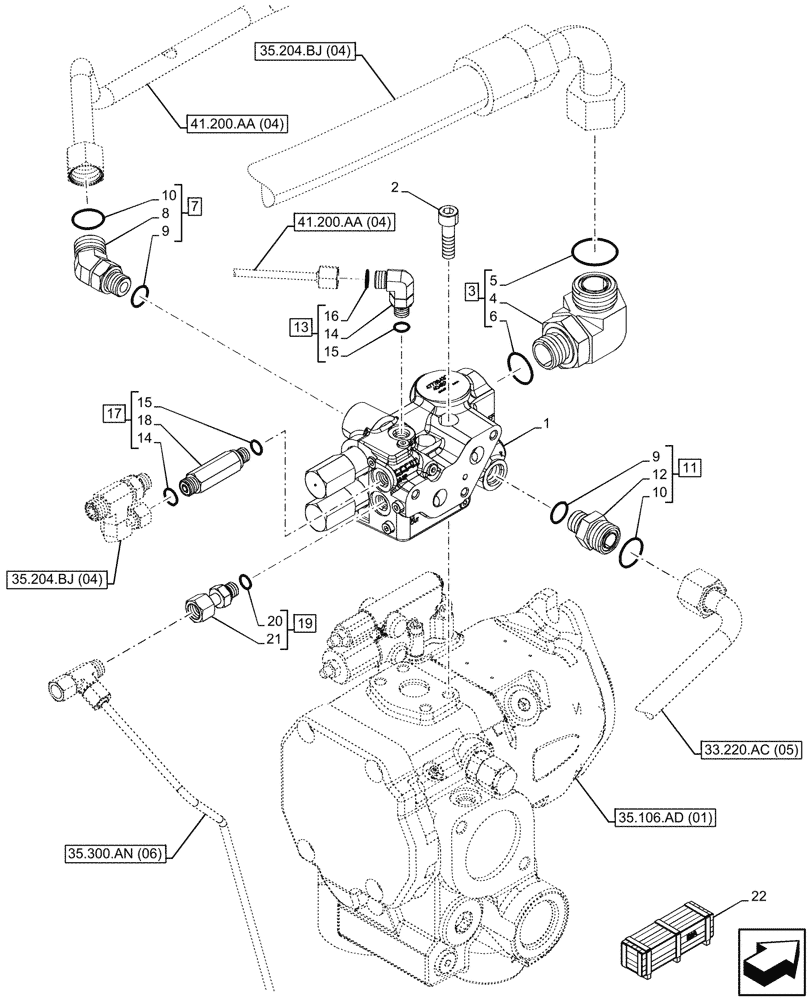 Схема запчастей Case IH PUMA 165 CVT - (35.100.AZ[05]) - VAR - 758037, 758039, 758040, 758042, 758044 - TRAILER BRAKE VALVE (35) - HYDRAULIC SYSTEMS