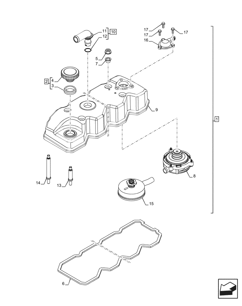 Схема запчастей Case IH F4DFE613M B003 - (10.101.AB[01]) - CYLINDER HEAD, COVER, UP TO SERIAL NUMBER 1462087 (10) - ENGINE