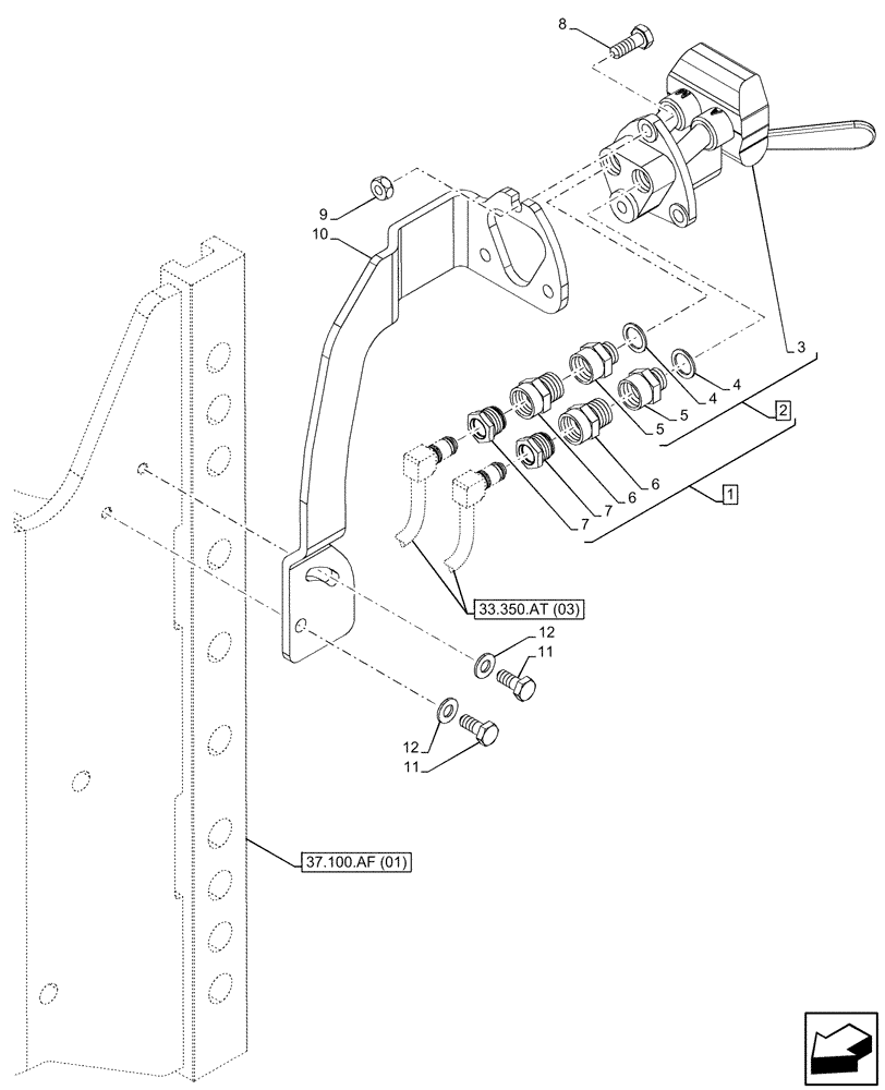 Схема запчастей Case IH PUMA 200 CVT - (33.350.AQ[01]) - VAR - 337484, 337487 - ANTILOCK BRAKING SYSTEM (ABS), QUICK COUPLER, ITALY (33) - BRAKES & CONTROLS