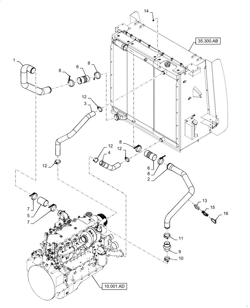 Схема запчастей Case IH WD1204 - (10.310.AE) - INTERCOOLER LINE (10) - ENGINE