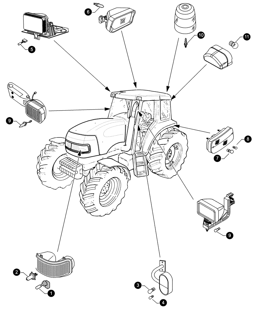 Схема запчастей Case IH PUMA 195 - (0.05.4[04]) - MAINTENANCE PARTS - BULBS (00) - GENERAL