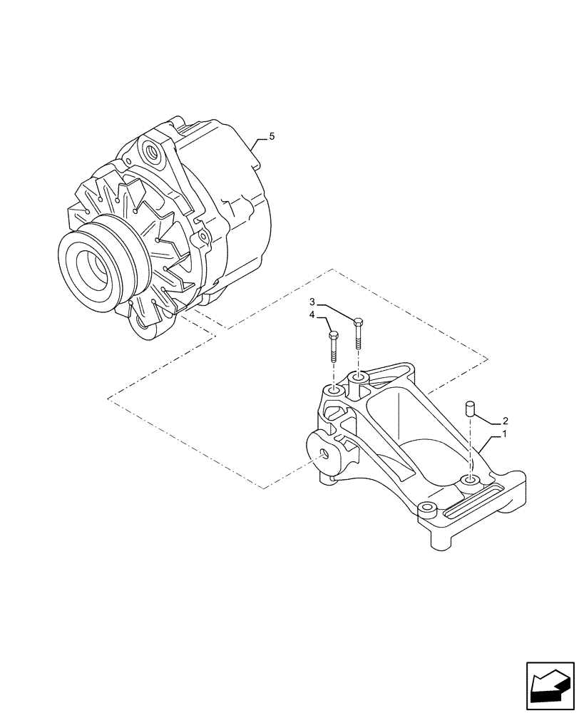 Схема запчастей Case IH F3HFE613F B007 - (55.301.AB) - ALTERNATOR, SUPPORT (55) - ELECTRICAL SYSTEMS