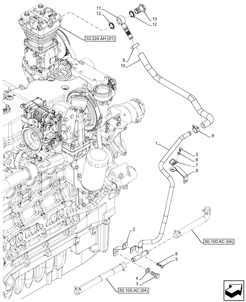 Схема запчастей Case IH PUMA 220 - (50.100.AC[05]) - VAR - 337481, 337482, 337484, 337487, 337488, 337491 - HEATER, LINE (50) - CAB CLIMATE CONTROL