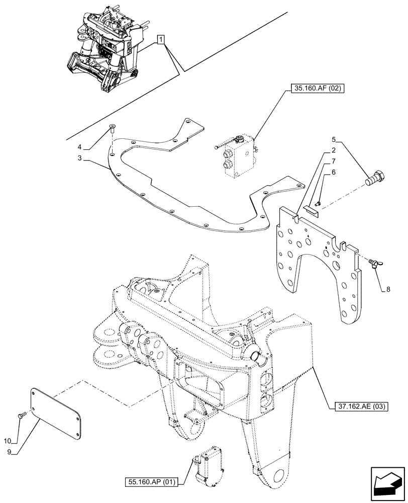 Схема запчастей Case IH PUMA 185 - (37.162.AE[04]) - VAR - 758091, 758245 - 3 POINT HITCH, FRONT, W/ PTO, W/O COUPLING, SUPPORT, COVER (37) - HITCHES, DRAWBARS & IMPLEMENT COUPLINGS