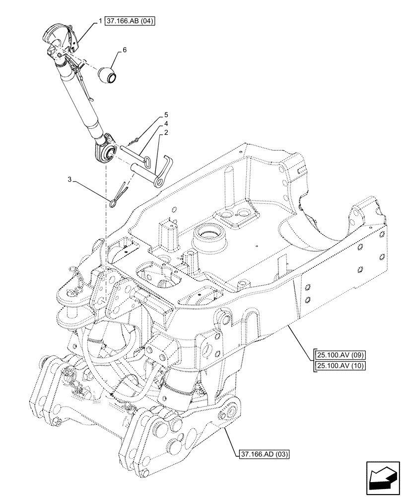 Схема запчастей Case IH PUMA 165 - (37.166.AB[03]) - VAR - 758088, 758089, 758090, 758091, 758092, 758093, 758245, 758246, 758247 - 3 POINT HITCH, FRONT, INTEGRATED HYDRAULIC LIFT, TOP LINK (37) - HITCHES, DRAWBARS & IMPLEMENT COUPLINGS