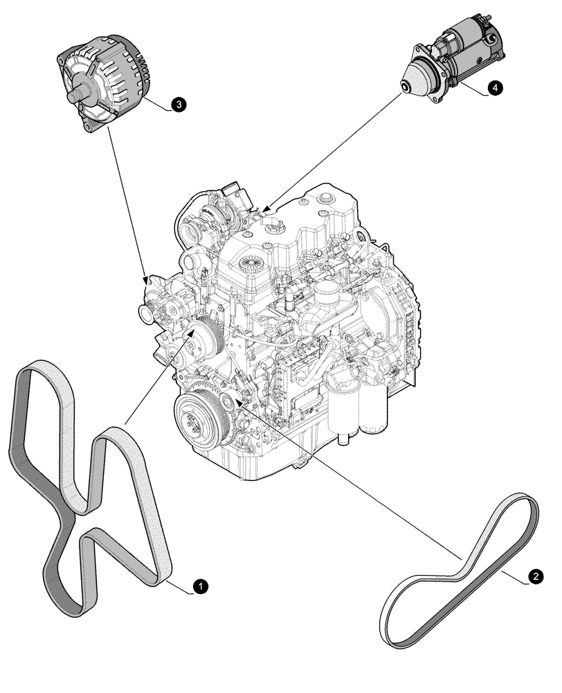 Схема запчастей Case IH PUMA 180 - (0.05.4[02]) - MAINTENANCE PARTS - STARTER MOTOR, ALTERNATOR, BELTS (00) - GENERAL