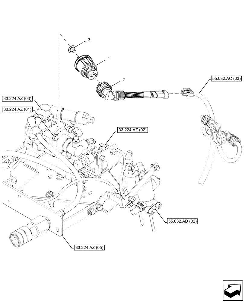 Схема запчастей Case IH PUMA 165 - (55.032.AA[03]) - VAR - 758038, 758039, 758041, 758042, 758043, 758044 - TRAILER BRAKE VALVE, SENSOR (55) - ELECTRICAL SYSTEMS