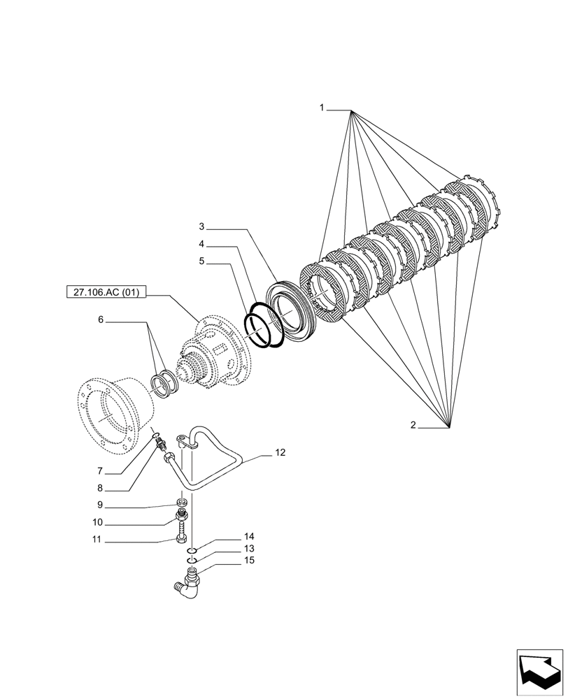 Схема запчастей Case IH PUMA 150 - (27.106.AC[02]) - VAR - 391158, 758052, 758053 - DIFFERENTIAL LOCK, CLUTCH PLATE (27) - REAR AXLE SYSTEM