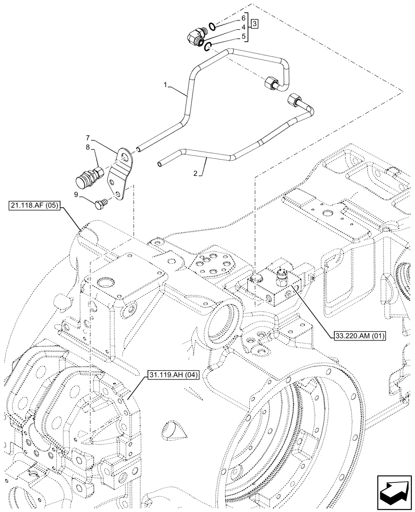 Схема запчастей Case IH PUMA 220 - (33.202.AP[01]) - VAR - 337487, 758040, 758042 - HYDRAULIC AND PNEUMATIC TRAILER BRAKE, LINE, ITALY (33) - BRAKES & CONTROLS