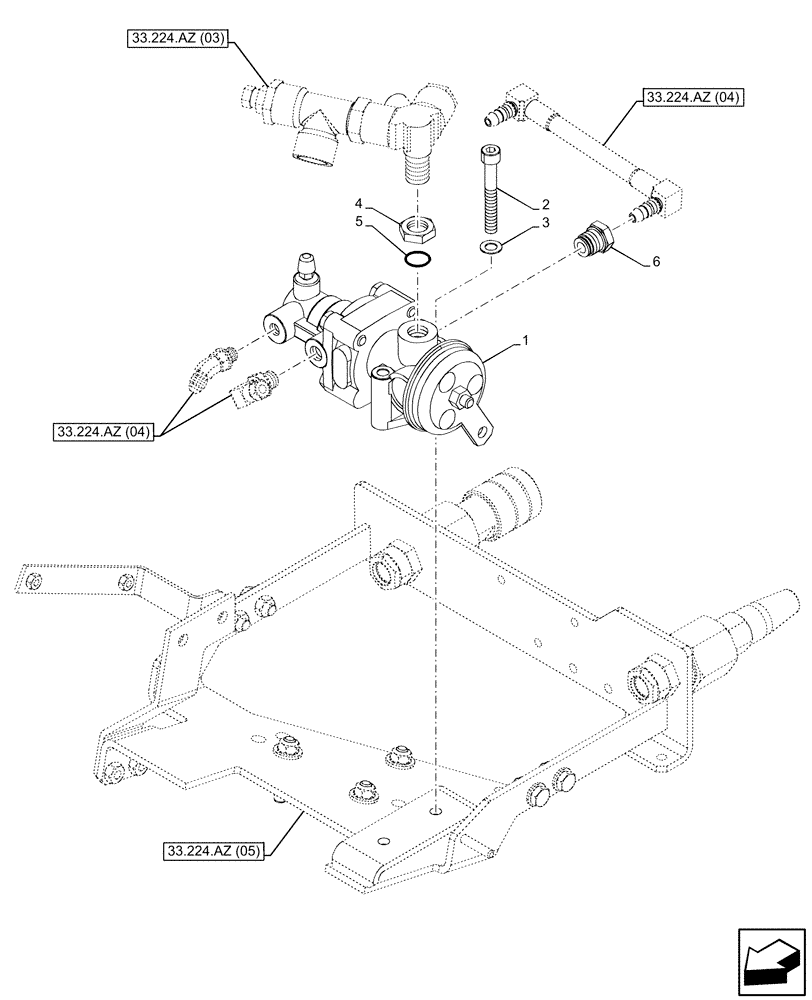 Схема запчастей Case IH PUMA 165 - (33.224.AZ[01]) - VAR - 758038, 758039, 758041, 758042, 758043, 758044 - PNEUMATIC TRAILER BRAKE, PNEUMATIC VALVE (33) - BRAKES & CONTROLS