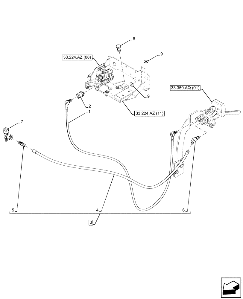 Схема запчастей Case IH PUMA 200 CVT - (33.350.AT[07]) - VAR - 758041, 758042 - ANTILOCK BRAKING SYSTEM (ABS), REAR, BRAKE LINE (33) - BRAKES & CONTROLS