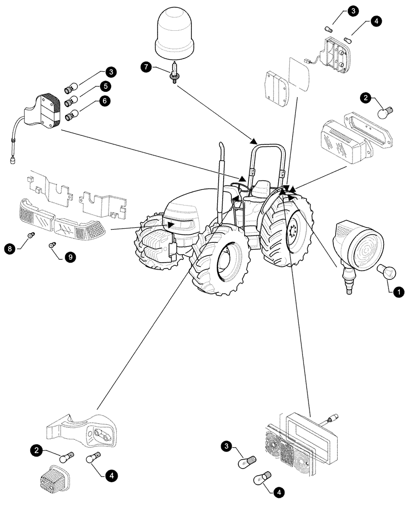 Схема запчастей Case IH JX1085C - (0.05.4[04]) - MAINTENANCE PARTS - BULBS (00) - GENERAL