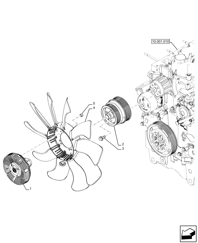 Схема запчастей Case IH FARMALL 120U - (10.414.010) - VAR - 334773, 391263 - FAN & PULLEY (10) - ENGINE