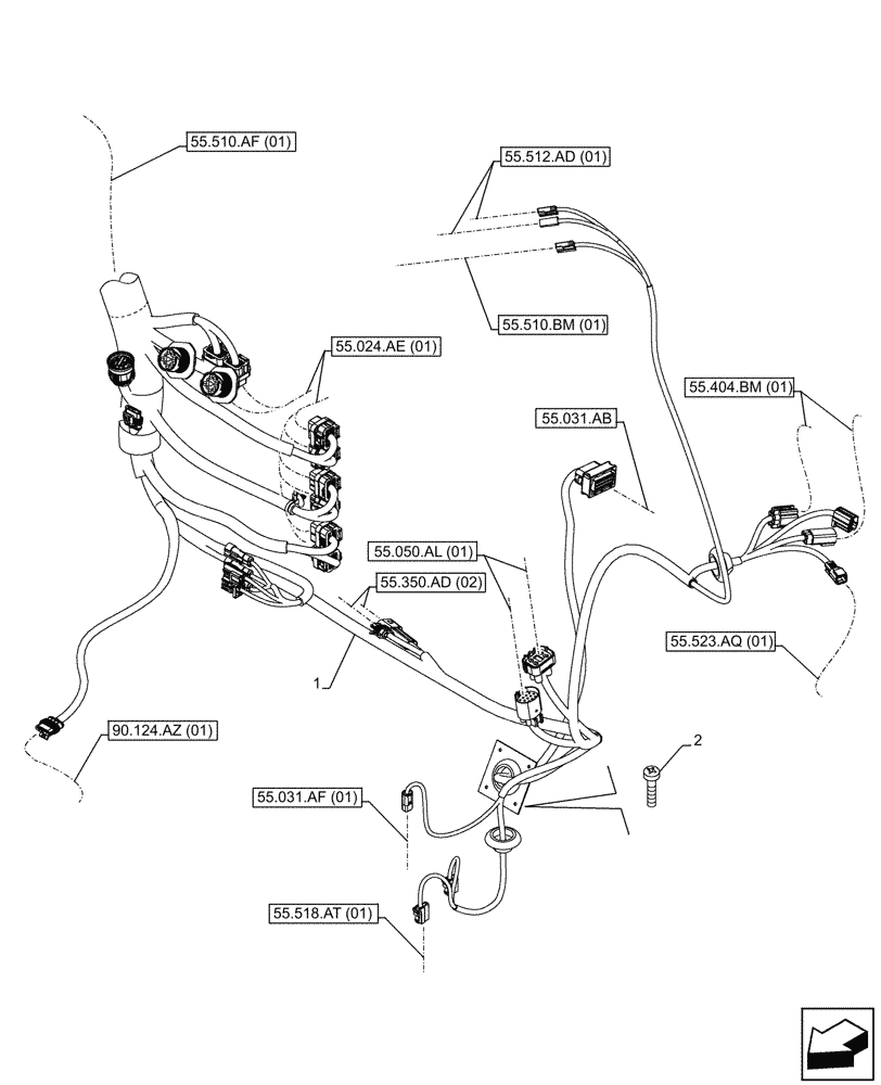 Схема запчастей Case IH PUMA 165 CVT - (55.510.AF[02]) - CAB, MAIN HARNESS (55) - ELECTRICAL SYSTEMS