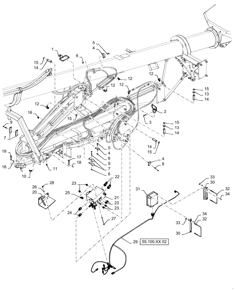 Схема запчастей Case IH 4465 - (35.100.XX[02]) - AUGER HYDRUALICS 460/555/580 BUSHEL (35) - HYDRAULIC SYSTEMS