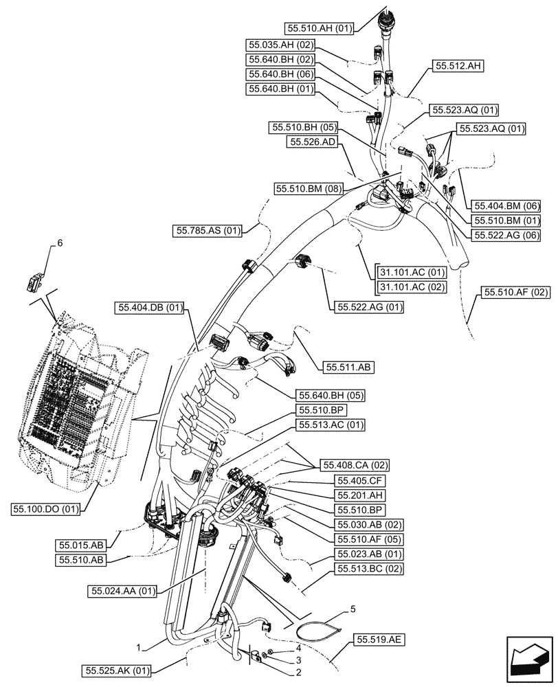 Схема запчастей Case IH PUMA 150 - (55.510.AF[01]) - CAB, MAIN HARNESS (55) - ELECTRICAL SYSTEMS