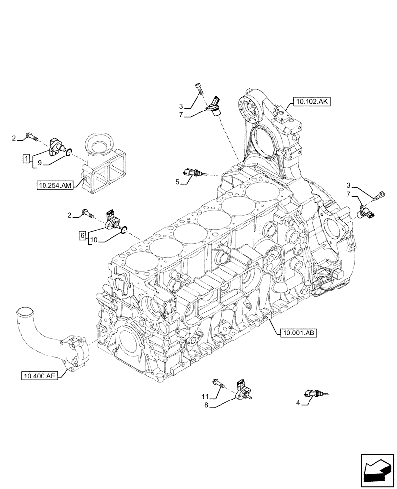 Схема запчастей Case IH F3HFE613H B007 - (55.015.AC) - ENGINE, SENSOR (55) - ELECTRICAL SYSTEMS