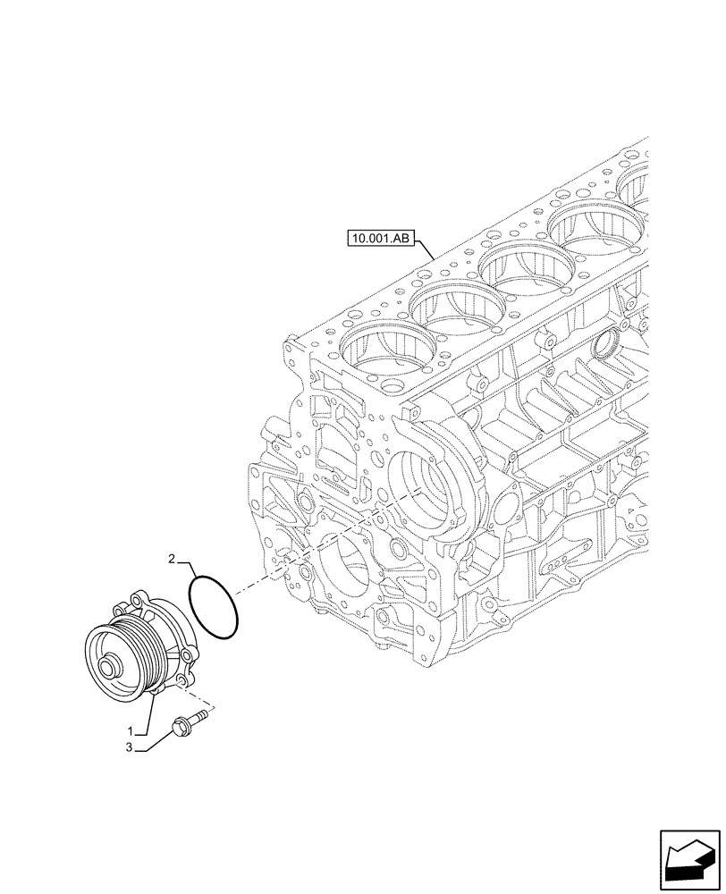 Схема запчастей Case IH F3HFE613H B007 - (10.400.BB) - WATER PUMP (10) - ENGINE