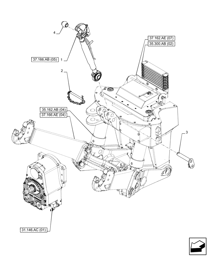 Схема запчастей Case IH PUMA 185 CVT - (37.166.AB[04]) - VAR - 758093, 758247 - 3 POINT HITCH, FRONT, W/ PTO, W/ COUPLING, CYLINDER (37) - HITCHES, DRAWBARS & IMPLEMENT COUPLINGS