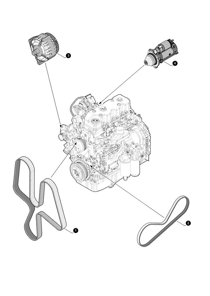 Схема запчастей Case IH PUMA 215 - (05.100.04[02]) - MAINTENANCE PARTS - STARTER MOTOR, ALTERNATOR, BELTS (05) - SERVICE & MAINTENANCE