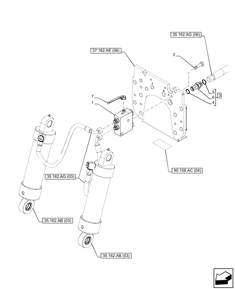 Схема запчастей Case IH PUMA 200 CVT - (35.160.AF[03]) - VAR - 758092, 758246 - 3 POINT HITCH, FRONT W/COUPLER, VALVE (35) - HYDRAULIC SYSTEMS