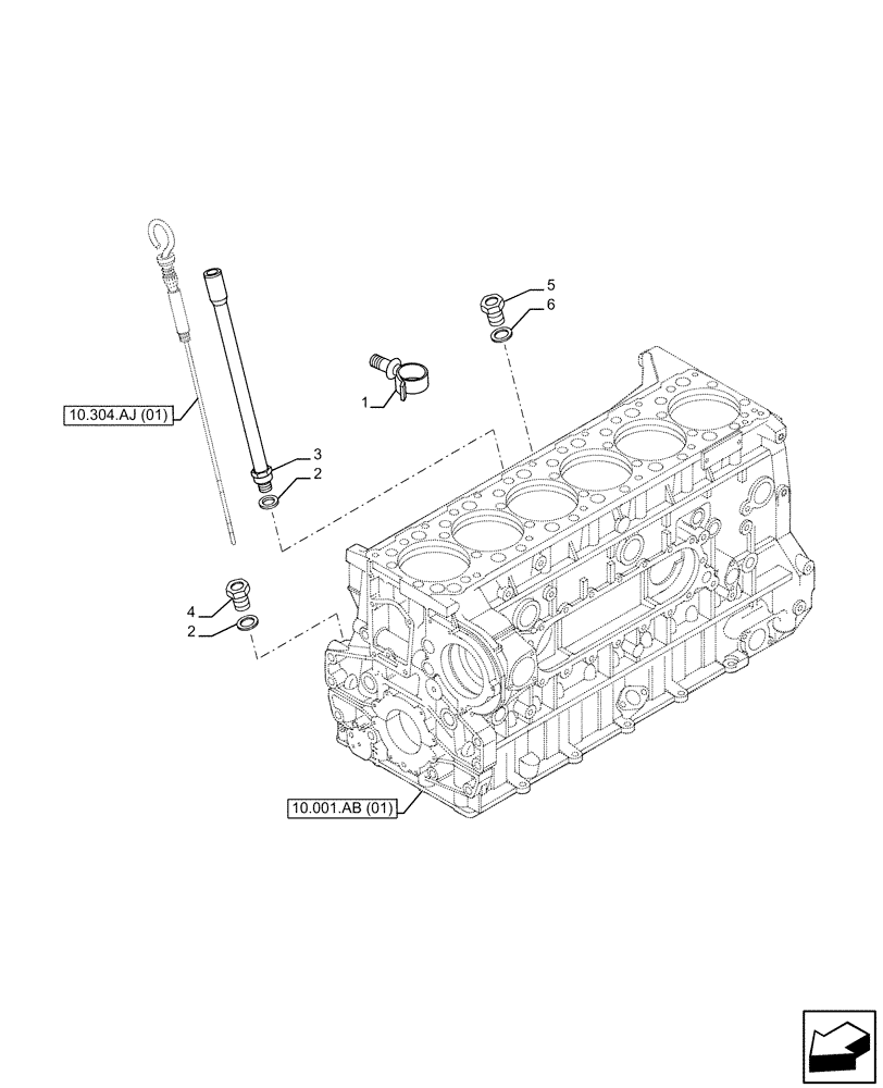 Схема запчастей Case IH F3HFE613H B007 - (10.304.AS[02]) - SUPPORT TUBE - ENGINE OIL DIPSTICK (10) - ENGINE