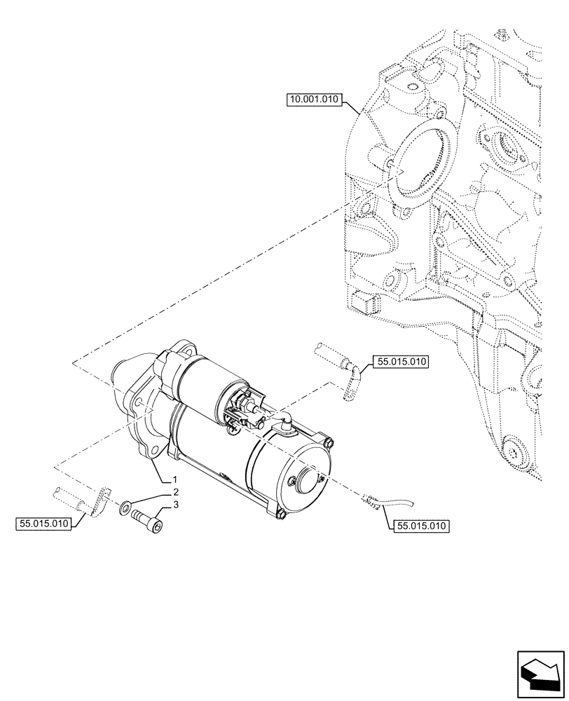 Схема запчастей Case IH FARMALL 110U - (55.201.010) - VAR - 334773, 391263 - STARTER MOTOR (55) - ELECTRICAL SYSTEMS