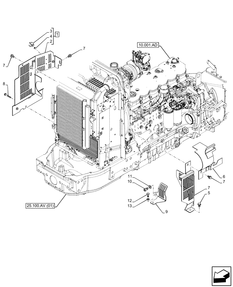 Схема запчастей Case IH PUMA 150 - (90.102.AG[02]) - VAR - 758038, 758039, 758041, 758042, 758043, 758044 - ENGINE SHIELD, W/ TRAILER BRAKE VALVE (90) - PLATFORM, CAB, BODYWORK AND DECALS