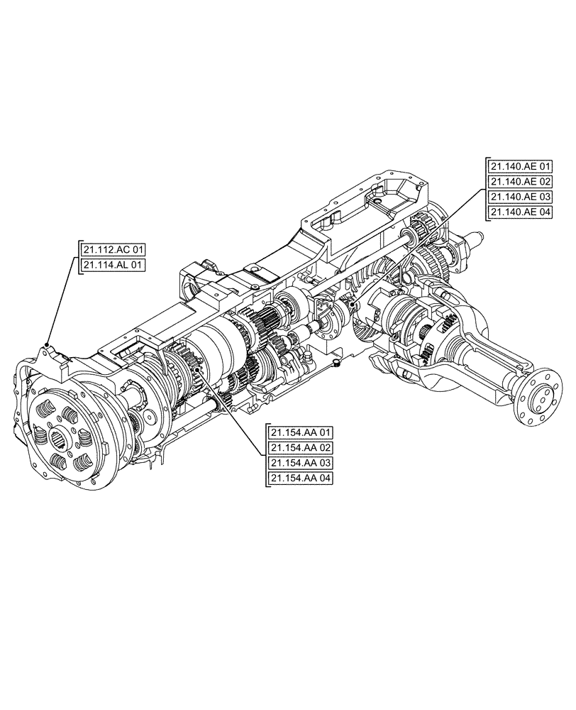 Схема запчастей Case IH FARMALL 120A - (00.000.21[01]) - PICTORIAL INDEX - TRANSMISSION (00) - GENERAL & PICTORIAL INDEX