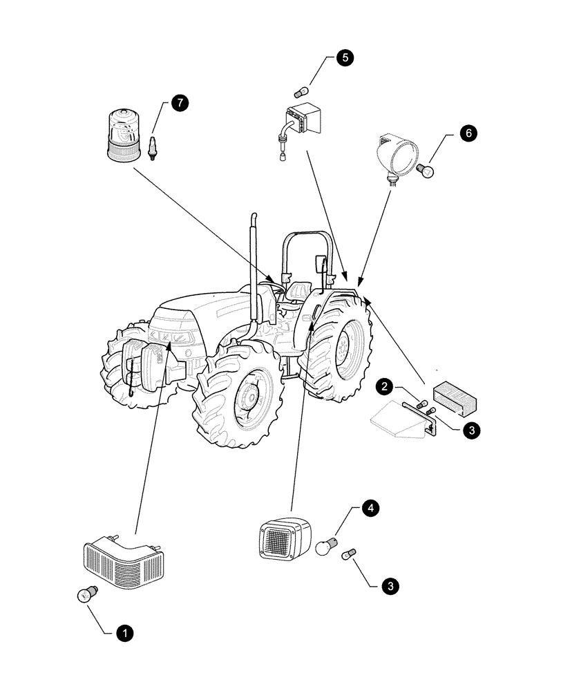 Схема запчастей Case IH JX95 - (0.05.4[04]) - MAINTENANCE PARTS - BULBS (00) - GENERAL