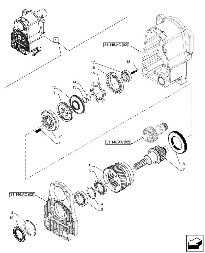 Схема запчастей Case IH PUMA 220 - (31.146.AE) - VAR - 758091, 758093, 758245, 758247 - FRONT, 3 POINT HITCH, FRONT PTO, CLUTCH (31) - IMPLEMENT POWER TAKE OFF