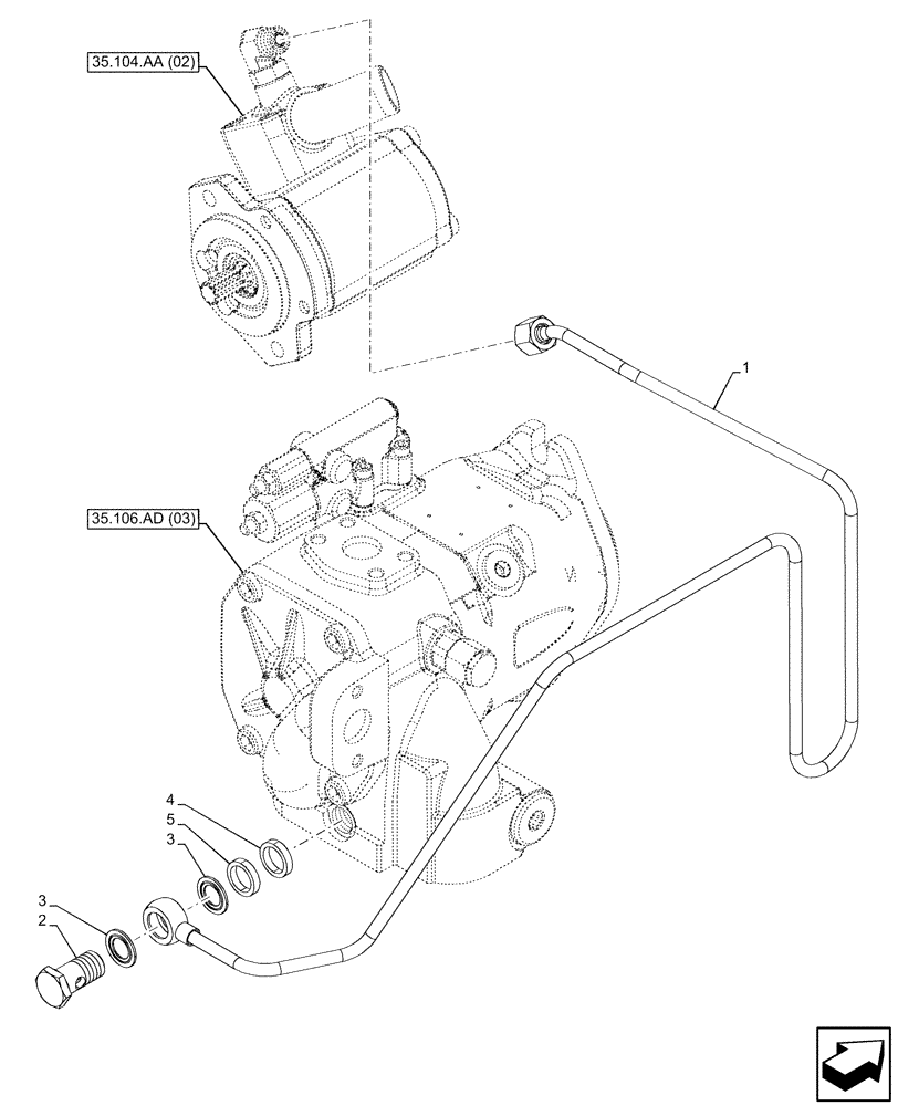 Схема запчастей Case IH PUMA 150 - (35.100.BA[03]) - VAR - 391155,758037, 758038, 758039, 758040, 758041, 758042, 758043, 758044 - PRIORITY VALVE, PIPE (35) - HYDRAULIC SYSTEMS