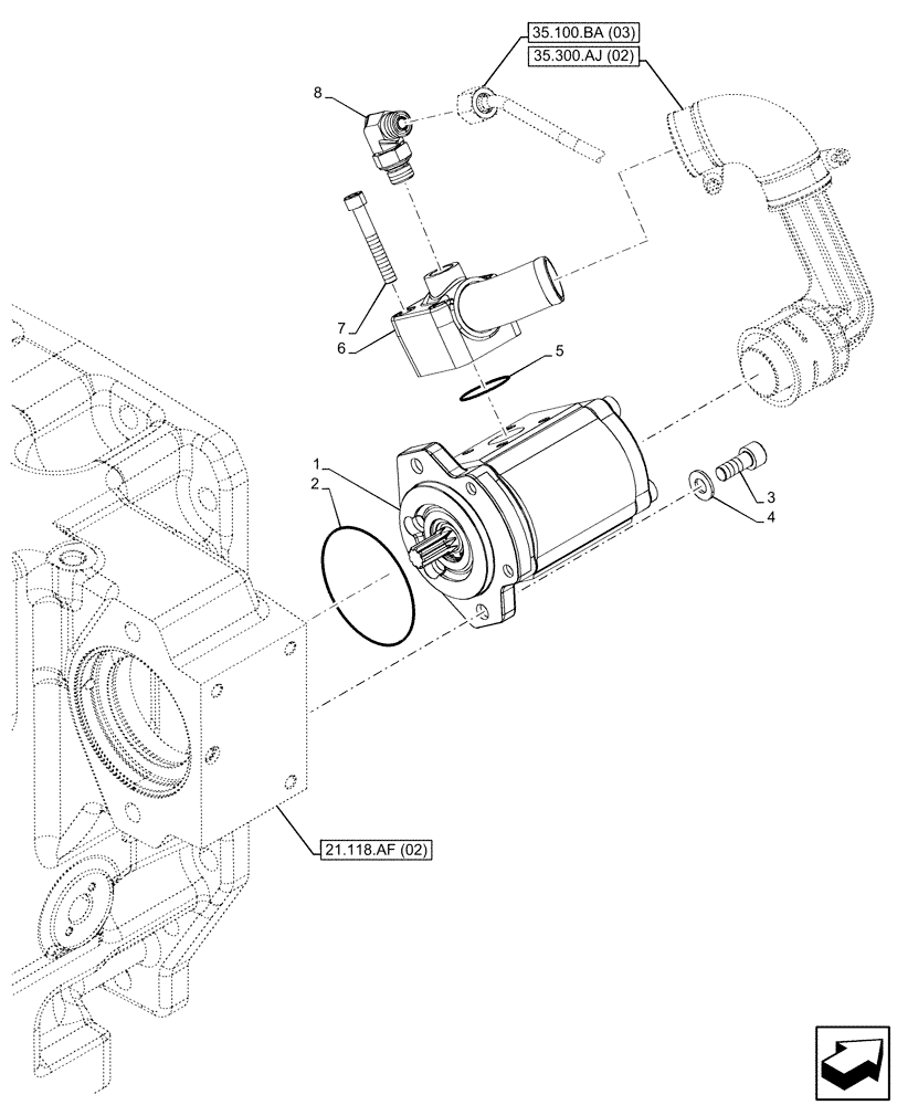 Схема запчастей Case IH PUMA 150 - (35.104.AA[02]) - VAR - 391155, 758037, 758038, 758039, 758040, 758041, 758042, 758043, 758044 - HYDRAULIC PUMP, W/ TRAILER BRAKE VALVE (35) - HYDRAULIC SYSTEMS