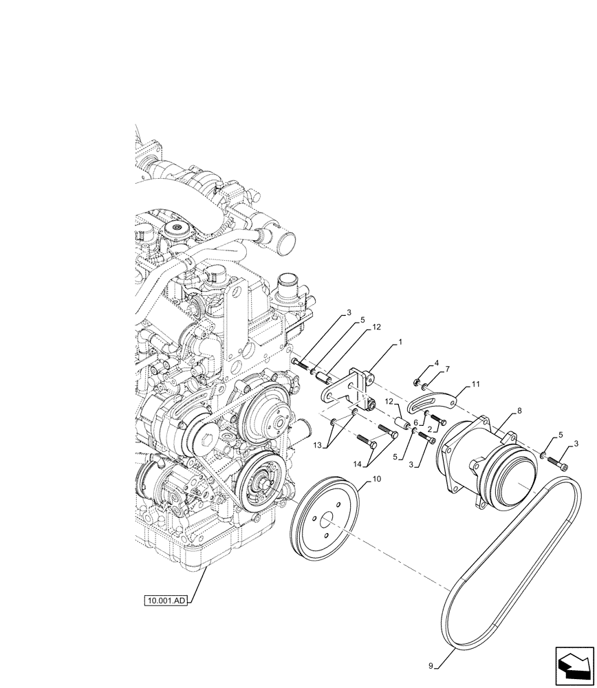 Схема запчастей Case IH FARMLIFT 525 - (50.200.AA) - VAR - 749193 - AIR CONDITIONING, COMPRESSOR (50) - CAB CLIMATE CONTROL