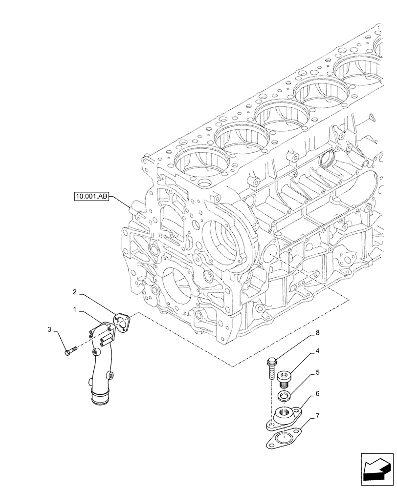 Схема запчастей Case IH F3HFE613H B007 - (10.400.AQ) - WATER PUMP LINE (10) - ENGINE