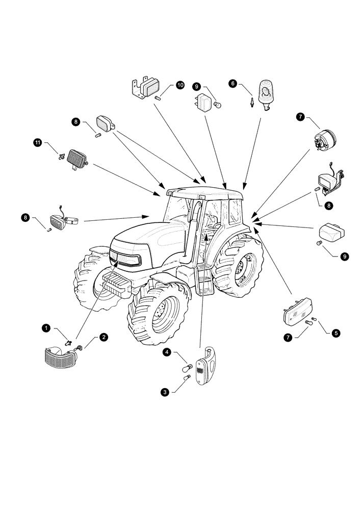 Схема запчастей Case IH MAXXUM 140 - (0.05.4[04]) - MAINTENANCE PARTS - BULBS (00) - GENERAL