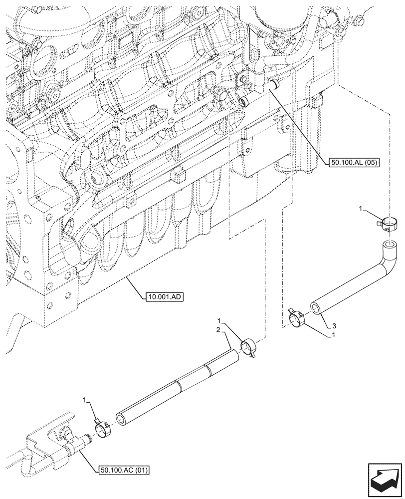 Схема запчастей Case IH PUMA 200 CVT - (50.100.AC[04]) - VAR - 337481, 337482, 337484, 337487, 337488, 337491 - HEATER, LINE (50) - CAB CLIMATE CONTROL