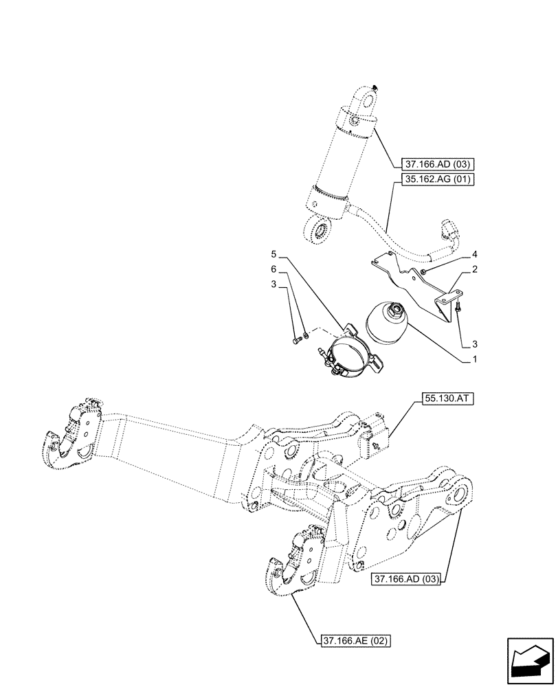 Схема запчастей Case IH PUMA 150 CVT - (35.160.AK) - VAR - 758088, 758089, 758090, 758091, 758092, 758093, 758245, 758246, 758247 - 3 POINT HITCH, FRONT, INTEGRATED HYDRAULIC LIFT, ACCUMULATOR (35) - HYDRAULIC SYSTEMS