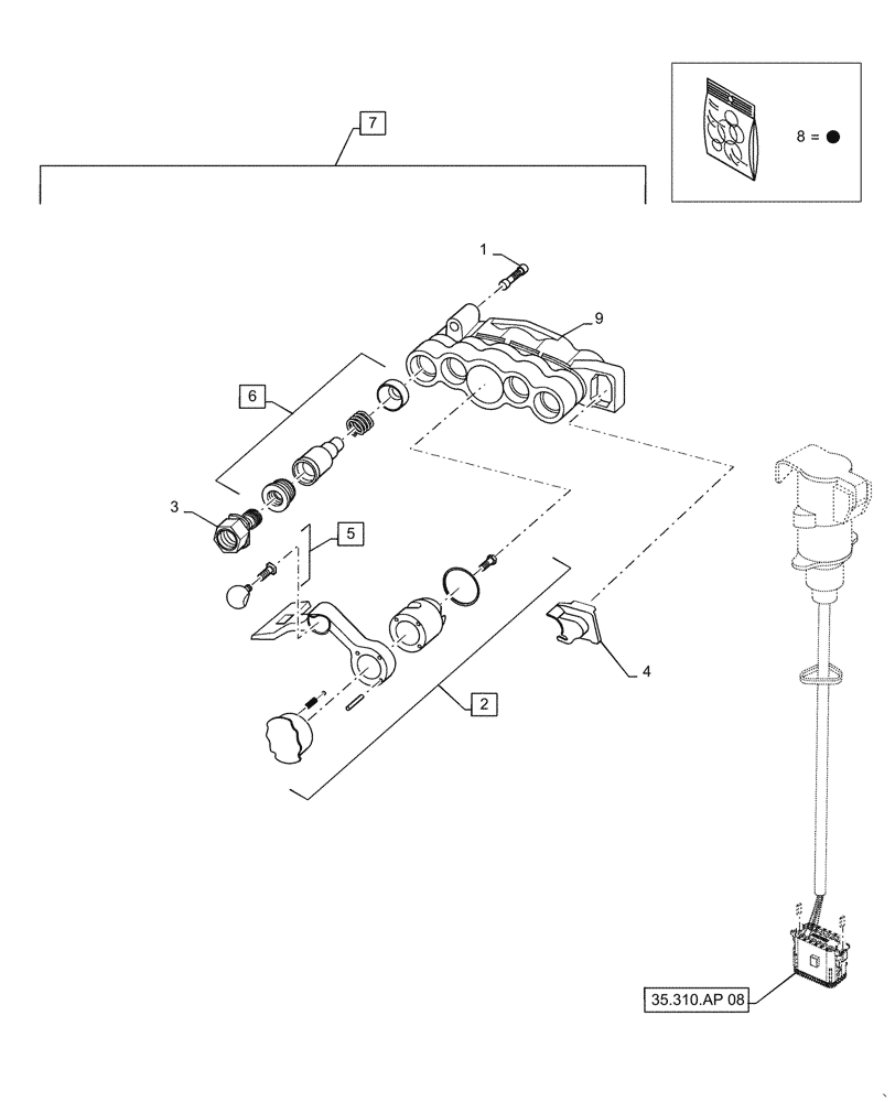 Схема запчастей Case IH L735 - (35.310.AP[03]) - VAR - 713621006 - CONVERSION KIT - FLAT FACE TO MC-4 COUPLING (35) - HYDRAULIC SYSTEMS