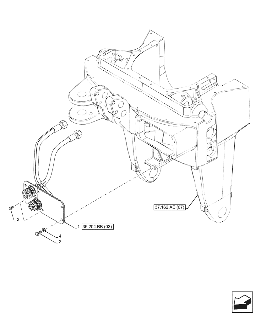 Схема запчастей Case IH PUMA 200 CVT - (35.204.BB[03]) - VAR - 758093, 758247 - 3 POINT HITCH, FRONT, W/ PTO, COUPLING (35) - HYDRAULIC SYSTEMS