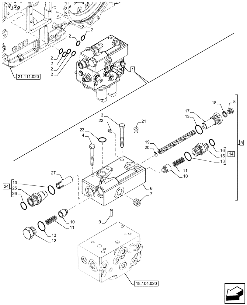 Схема запчастей Case IH FARMALL 110U - (18.104.010) - VAR - 334114, 334117, 334775, 334779, 334780, 390430 - PTO CLUTCH, VALVE (18) - CLUTCH