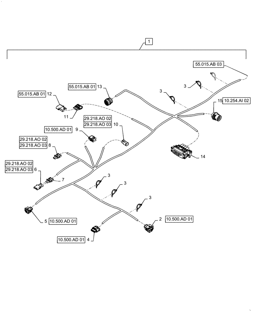 Схема запчастей Case IH 7140 - (55.015.AB[02]) - WIRE HARNESS, ENGINE (55) - ELECTRICAL SYSTEMS