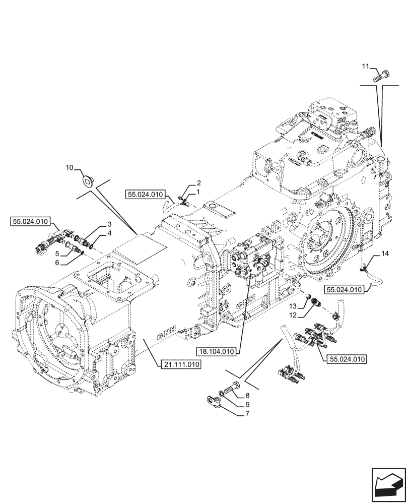 Схема запчастей Case IH FARMALL 110U - (55.020.010) - VAR - 334114, 334117, 334775, 334779, 334780, 390430 - TRANSMISSION, SENSOR (55) - ELECTRICAL SYSTEMS