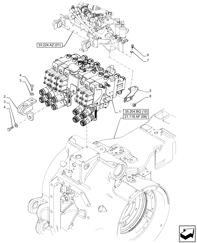 Схема запчастей Case IH PUMA 200 CVT - (35.204.BQ[09]) - VAR - 758061 - 5 REMOTE CONTROL VALVES (EHR) (35) - HYDRAULIC SYSTEMS