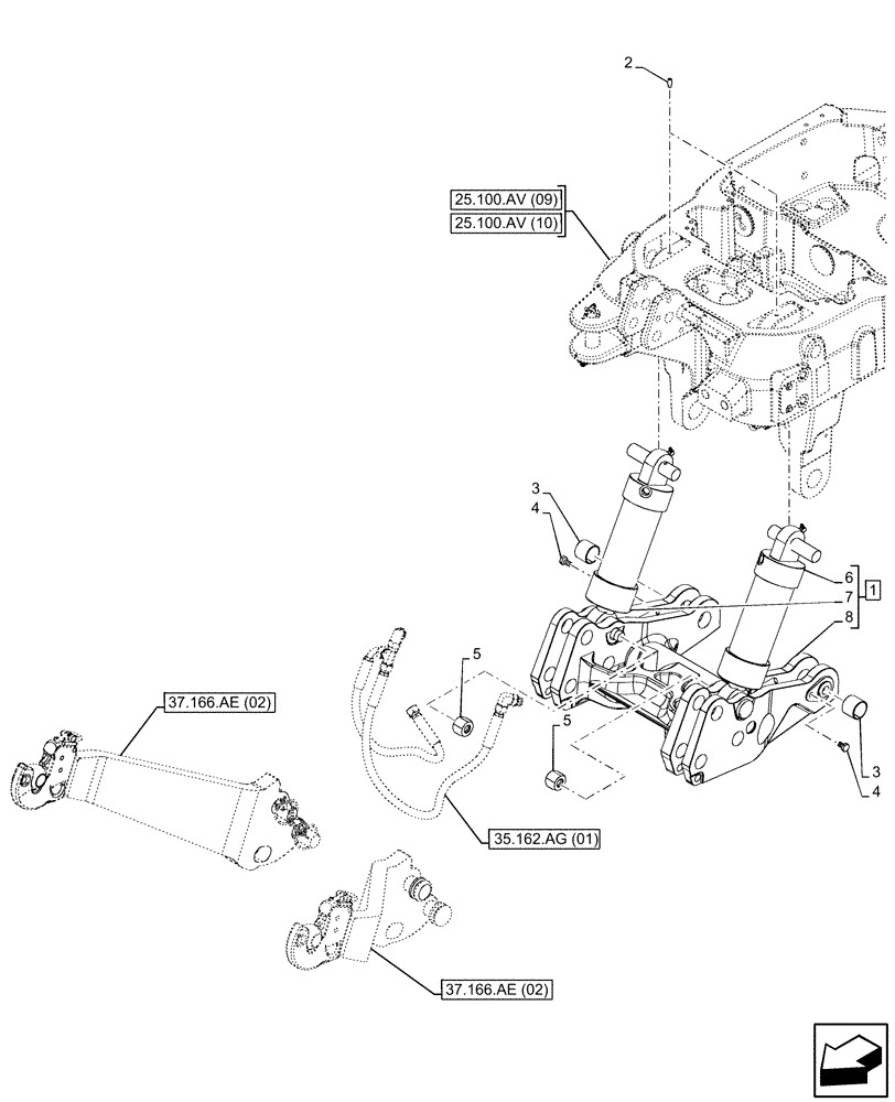 Схема запчастей Case IH PUMA 165 CVT - (37.166.AD[03]) - VAR - 758088, 758089, 758090, 758091, 758092, 758093, 758245, 758246, 758247 - 3 POINT HITCH, FRONT, INTEGRATED HYDRAULIC LIFT, LIFT ARM (37) - HITCHES, DRAWBARS & IMPLEMENT COUPLINGS