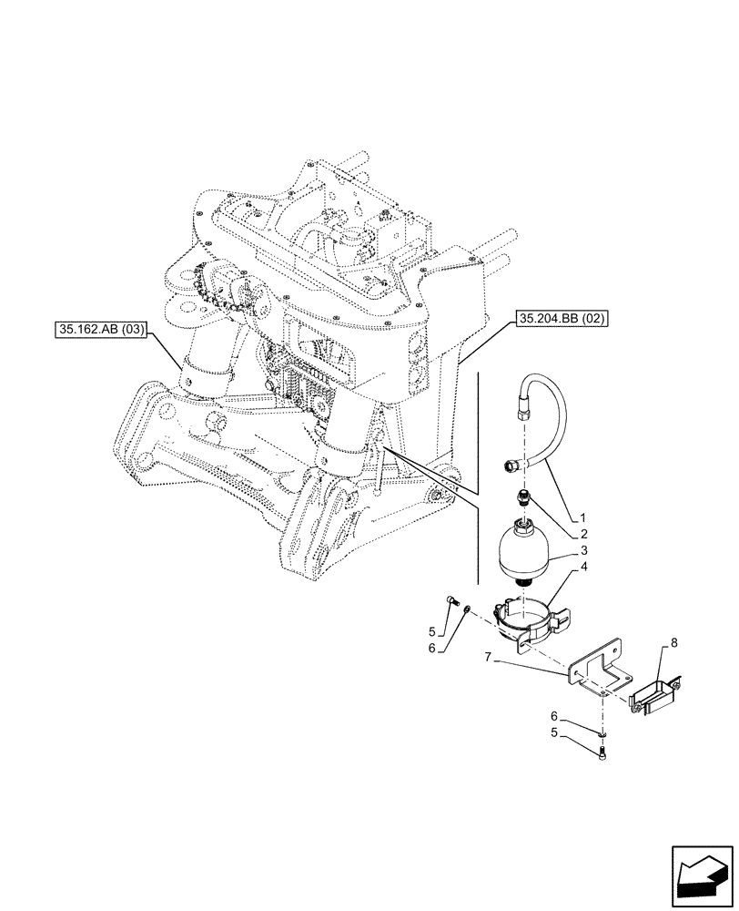 Схема запчастей Case IH PUMA 185 CVT - (35.160.AK[01]) - VAR - 758088, 758089, 758090 - 3 POINT HITCH, FRONT, ACCUMULATOR (35) - HYDRAULIC SYSTEMS