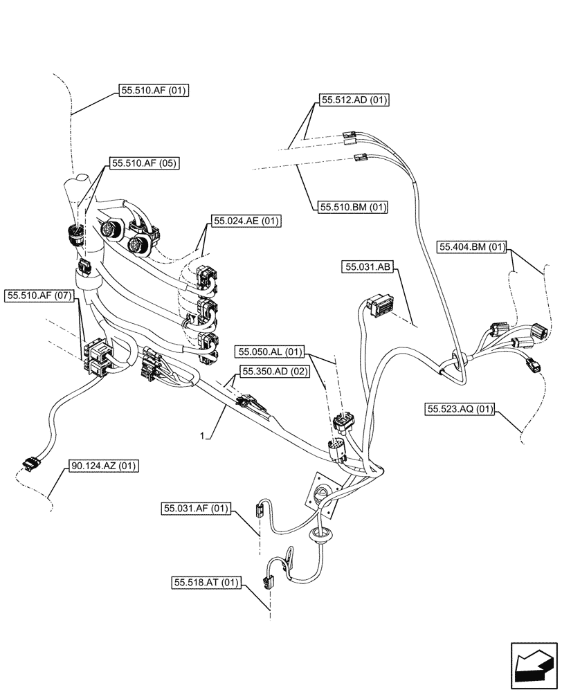 Схема запчастей Case IH PUMA 185 CVT - (55.510.AF[02]) - CAB, MAIN HARNESS (55) - ELECTRICAL SYSTEMS